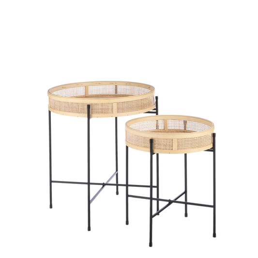 Leandro Beistelltisch - 2er-Set - H53 x Ø45 cm - Schwarz