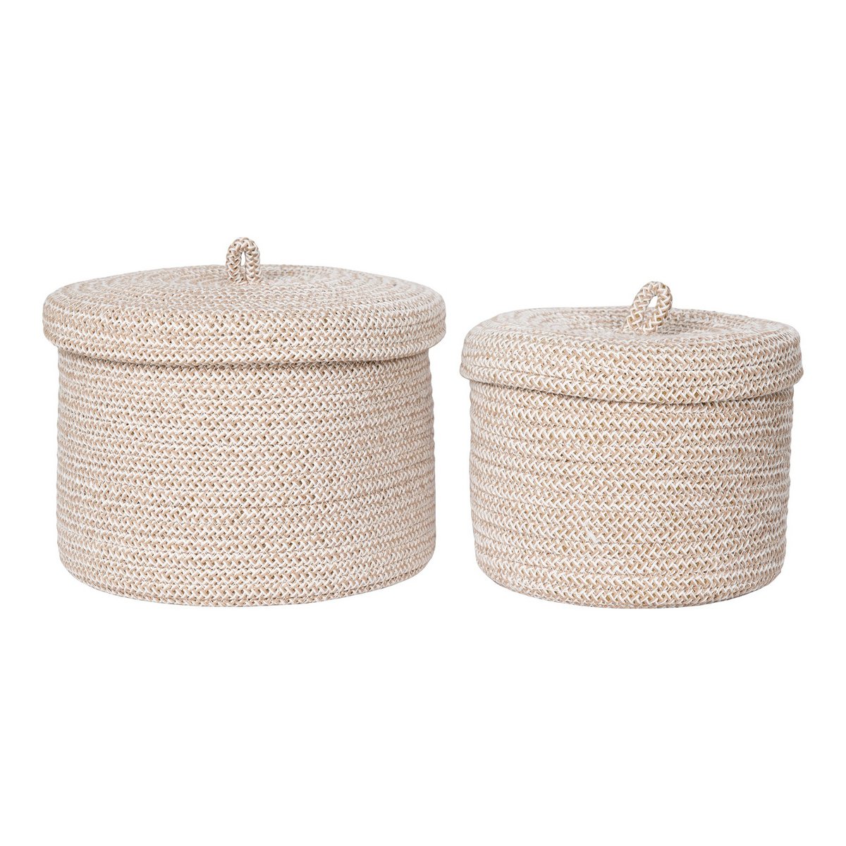 Sebal Basket - Korb mit Deckel, Baumwolle, Beige, 2er-Set by House Nordic ApS