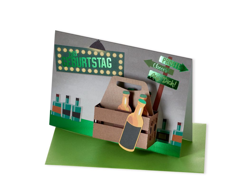 3-D Karte Glückwunschkarte für Männer – Prost Bier by Lefran - Erlebnis- & Genusskaufhaus