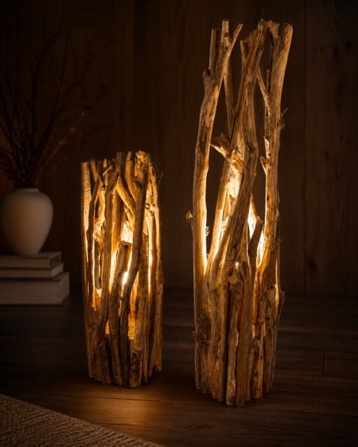 Treibholz-Stehlampe ca. 30x115 cm – Natur, Unikat by Lefran Cottbus