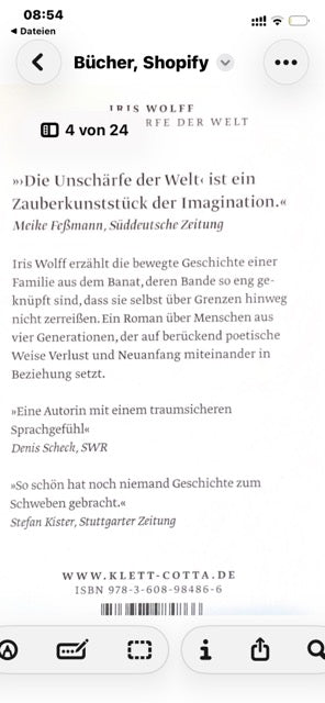 Wolff, I: Unschärfe der Welt by Lefran - Erlebnis- & Genusskaufhaus