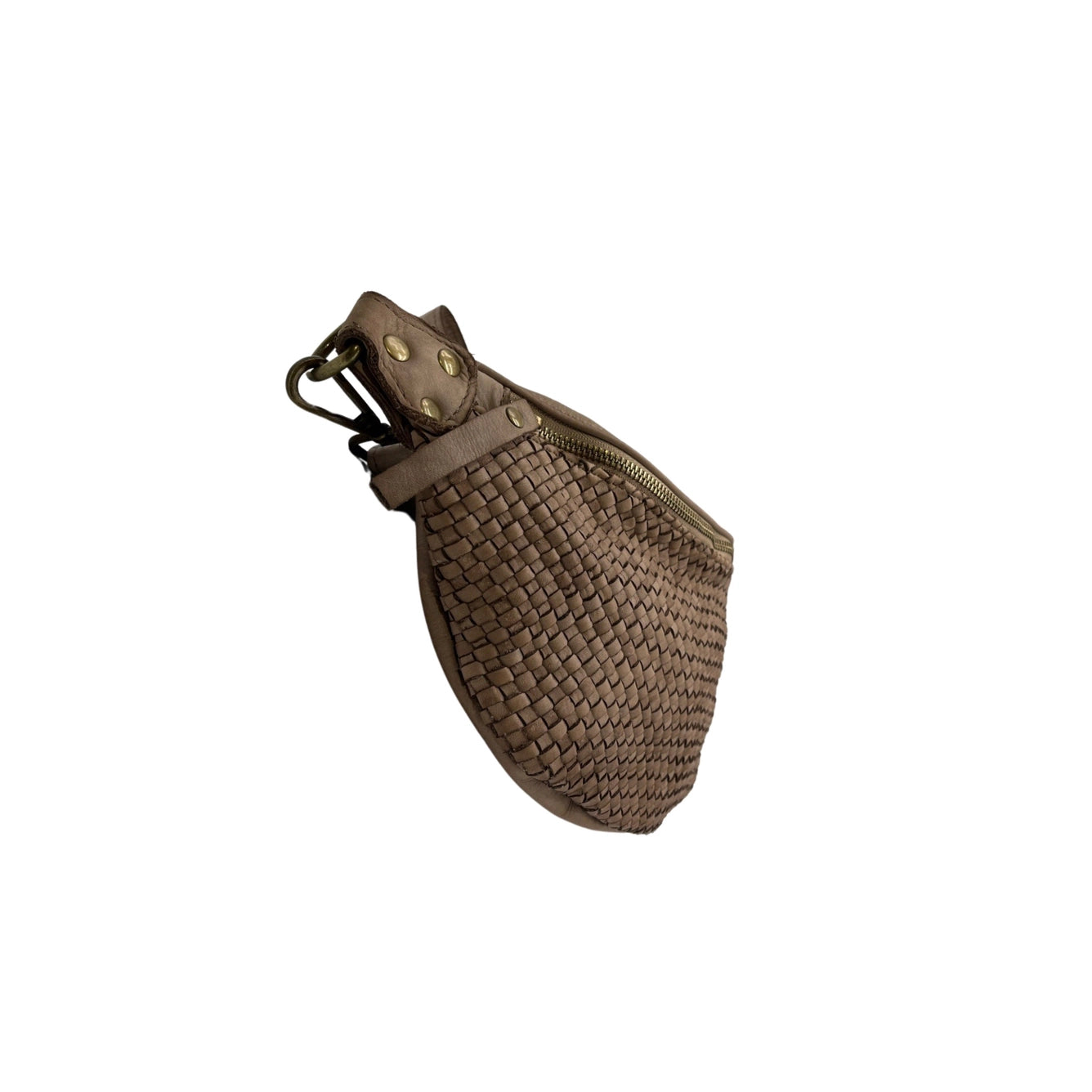 GÜRTELTASCHE LUNA BEIGE AUS GEWEBTEM, GEWASCHENEM LEDER