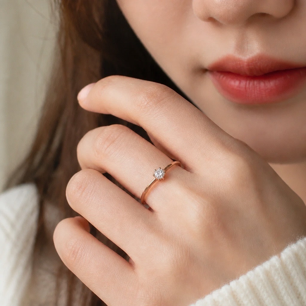 Echtgold Ring,rot gold, 333, zirkonia