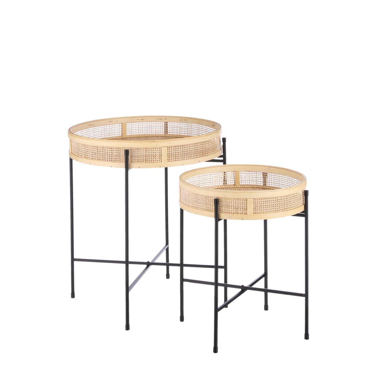 Leandro Beistelltisch - 2er-Set - H53 x Ø45 cm - Schwarz