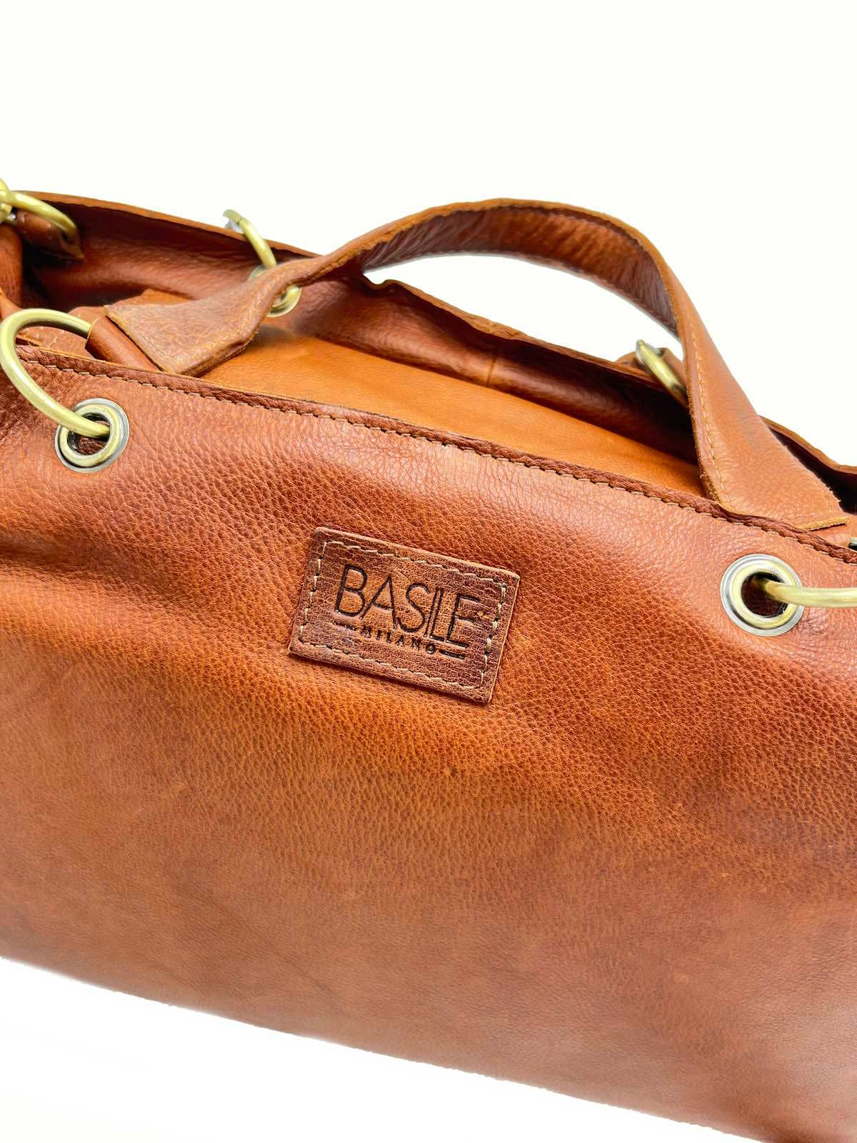 Schultertasche aus echtem Leder, Marke Basile, Art. BA3672DX.3: Brown