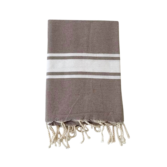 Flache traditionelle Fouta KOZO 100x200 cm oder 200x200 cm: Taupe / 100 x 200