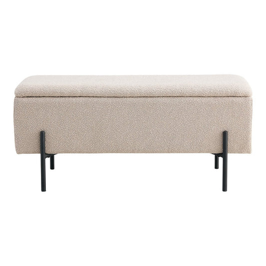 Watford Bank – Beige, Bouclé, mit Stauraum 95 x 36,5 x 43 cm