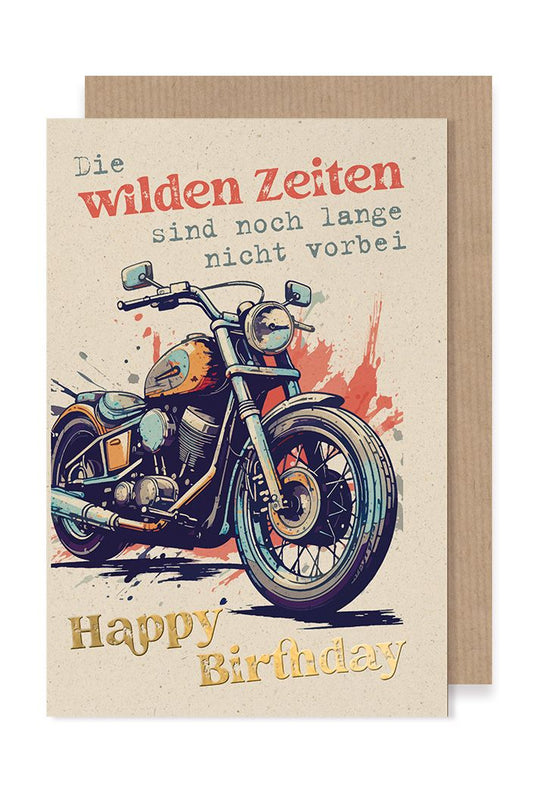 Glückwunsch- ￼die wilden Zeiten - Motorrad by Lefran - Erlebnis- & Genusskaufhaus