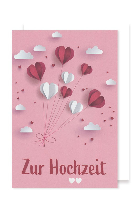Glückwunschkarte zur Hochzeit, Herzen, Luftballon, rot-weiß by Lefran - Erlebnis- & Genusskaufhaus