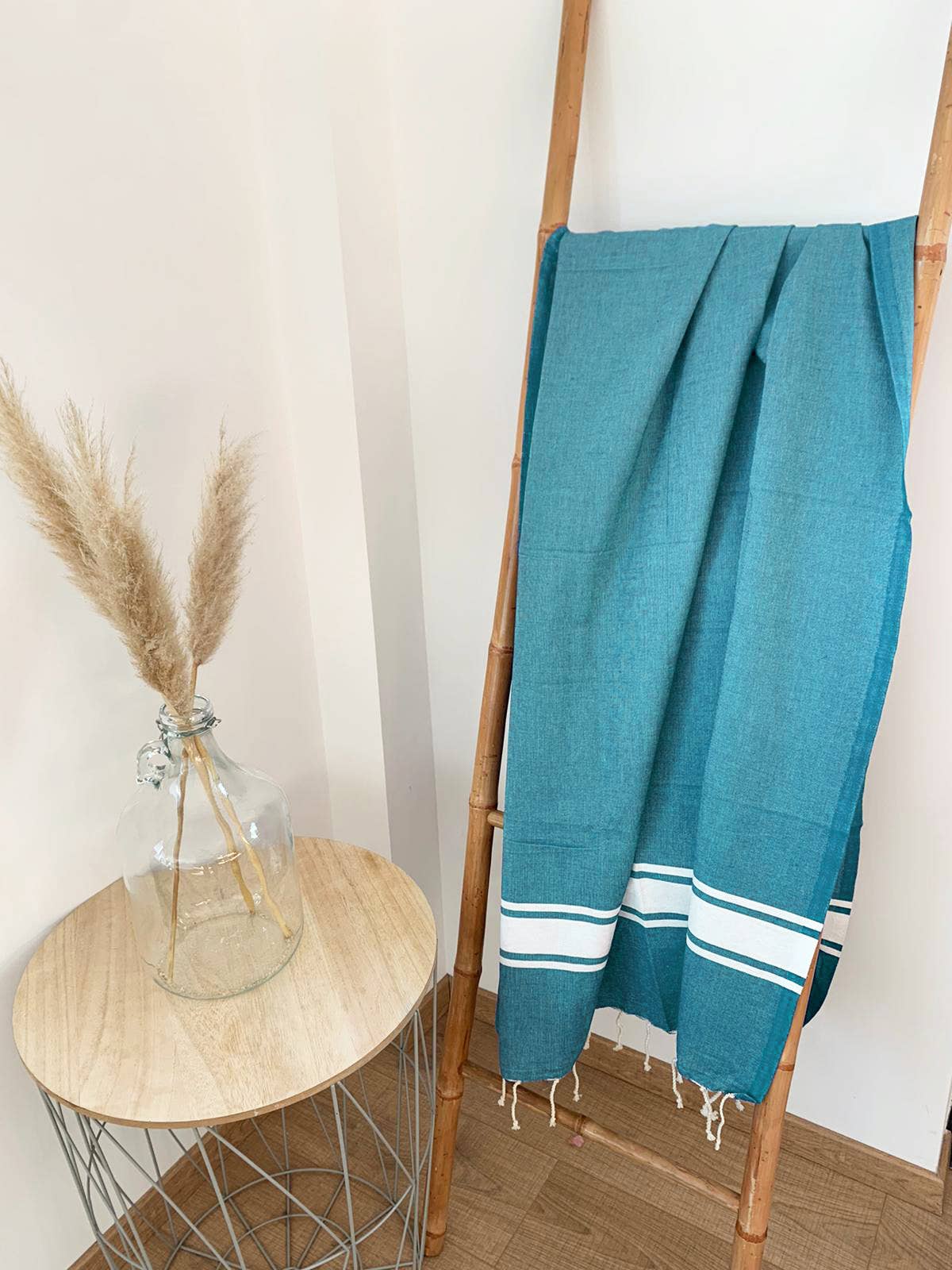 Flache traditionelle Fouta KOZO 100x200 cm oder 200x200 cm: Taupe / 100 x 200