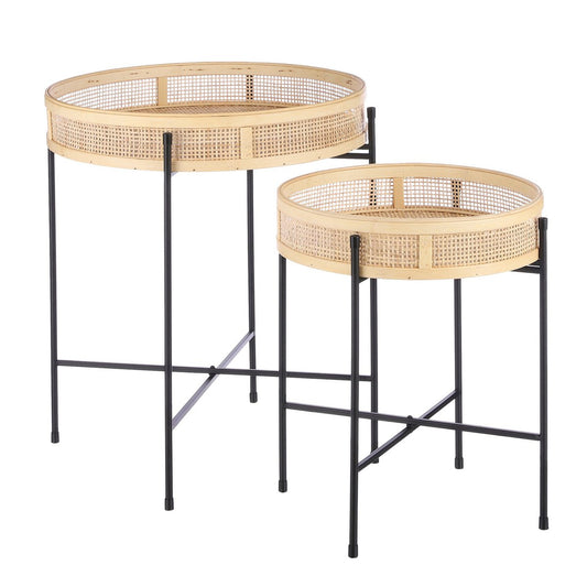 Leandro Beistelltisch - 2er-Set - H53 x Ø45 cm - Schwarz