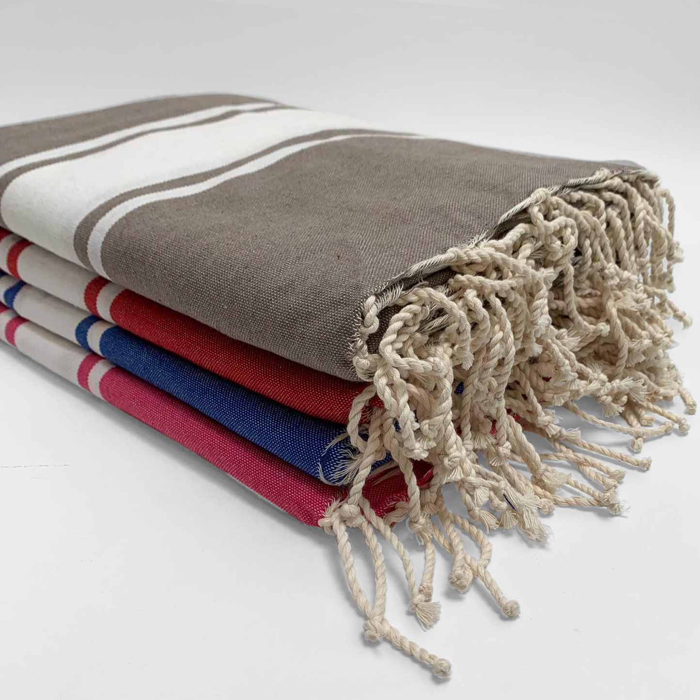 Flache traditionelle Fouta KOZO 100x200 cm oder 200x200 cm: Taupe / 100 x 200
