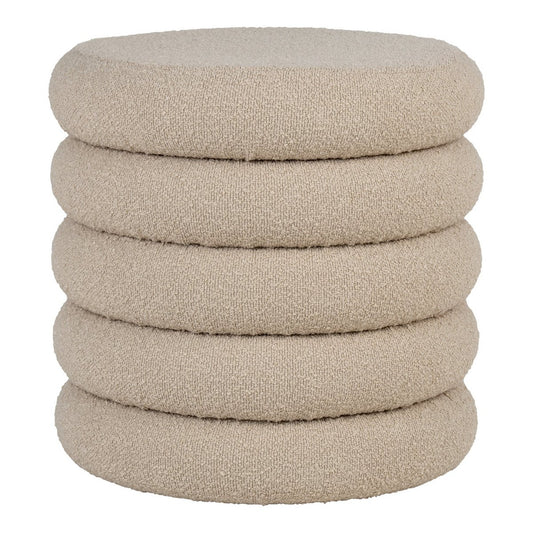 Brooklyn Pouf - MDF, Kiefernholz, Schaumstoff, Polyester, Beige - Ø44x44 cm