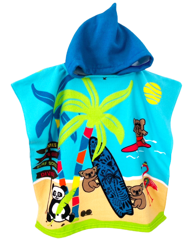 Kinderponcho Colonia aus bedrucktem Mikrofaser-Polyesteri Ki Look n