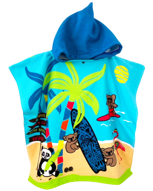 Kinderponcho Colonia aus bedrucktem Mikrofaser-Polyesteri Ki Look n