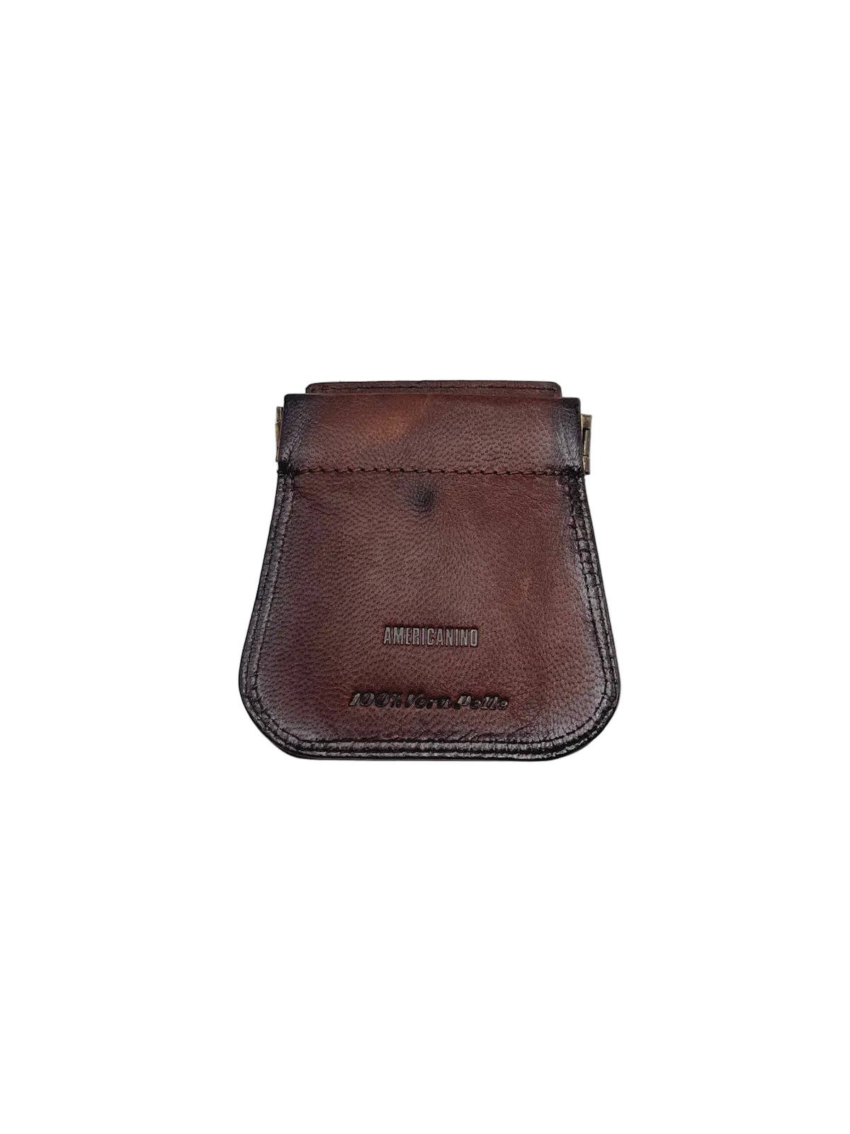 Vintage Geldklammer aus echtem Leder mit Münzfach, Marke Americanino, Art. PDK487-15: Schwarz by Suie Valentini srl