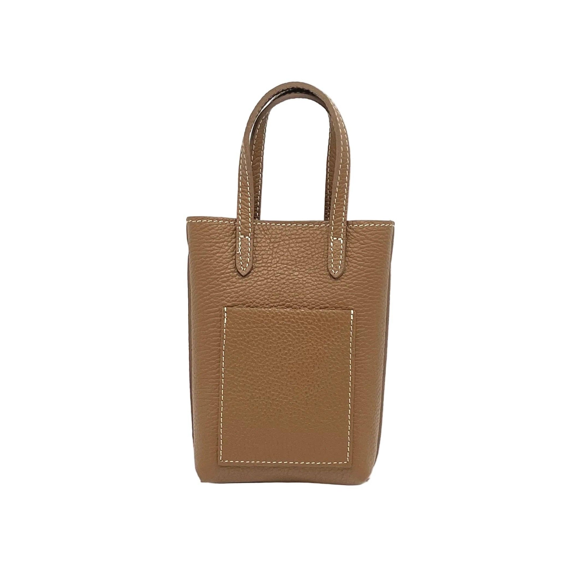 Echtes Leder-Handytasche, Hergestellt in Italien, Art. 112561Neu: Taupe by Suie Valentini srl