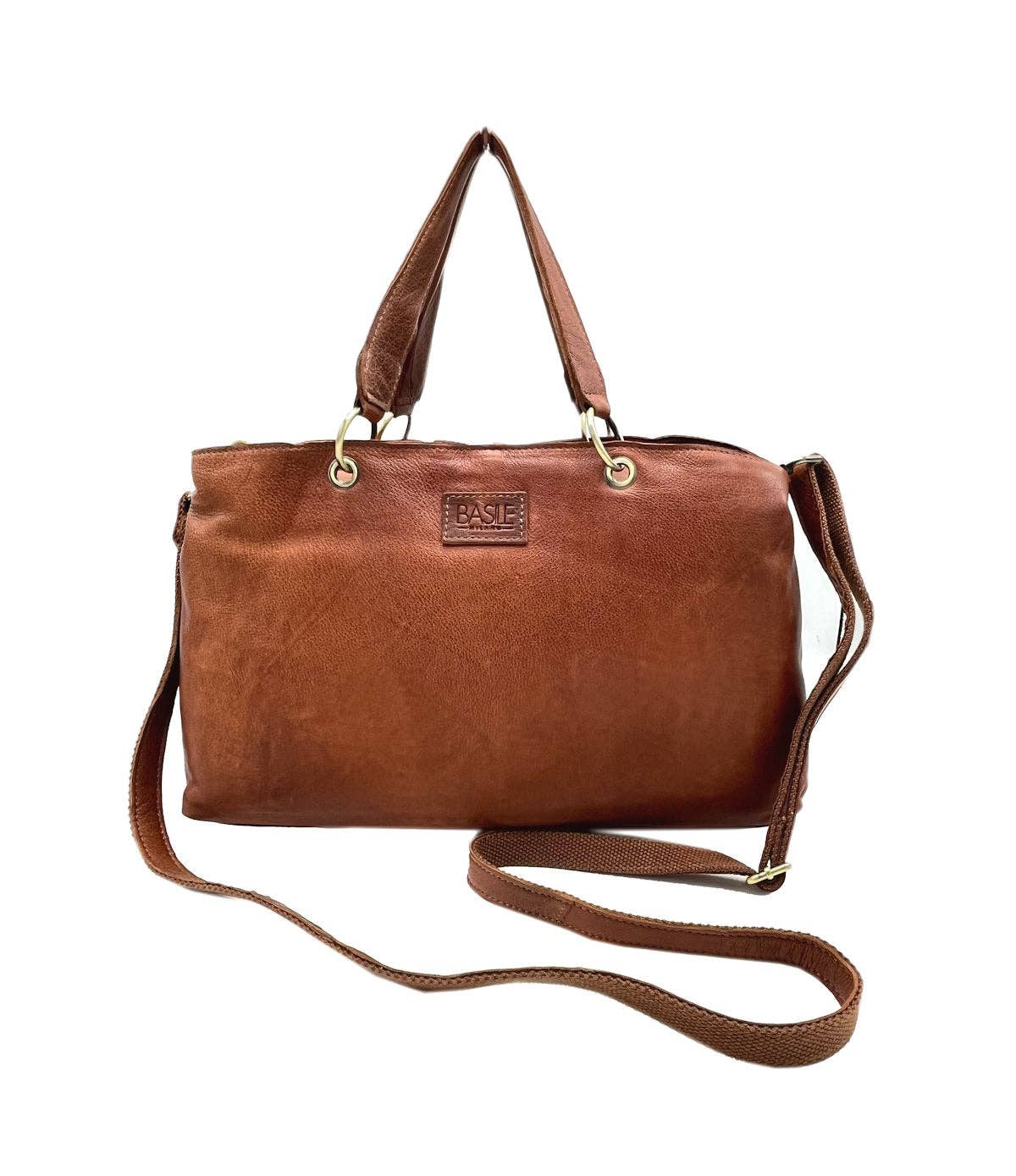 Schultertasche aus echtem Leder, Marke Basile, Art. BA3672DX.3: Brown