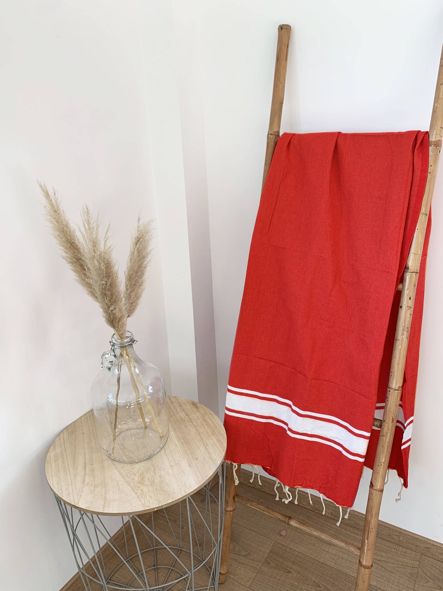 Flache traditionelle Fouta KOZO 100x200 cm oder 200x200 cm: Taupe / 100 x 200