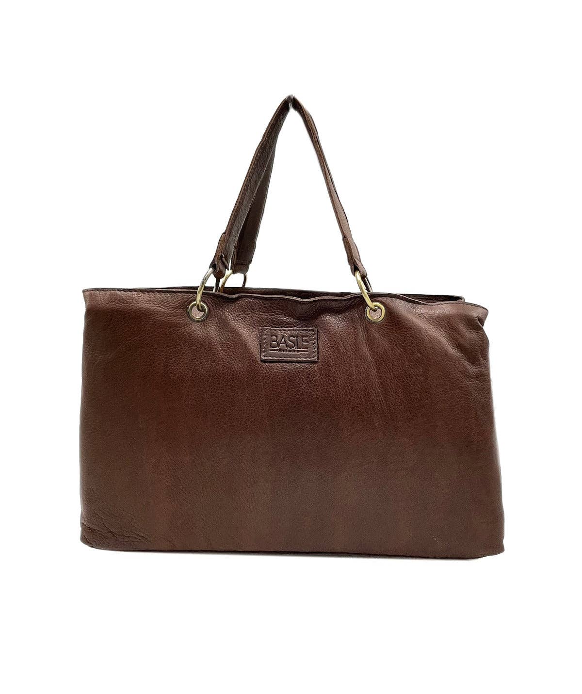 Schultertasche aus echtem Leder, Marke Basile, Art. BA3672DX.3: Brown
