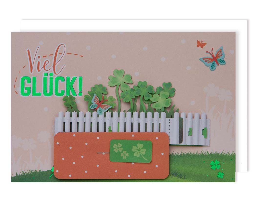 3-D Glückwunschkarte, viel Glück, Garten by Lefran - Erlebnis- & Genusskaufhaus