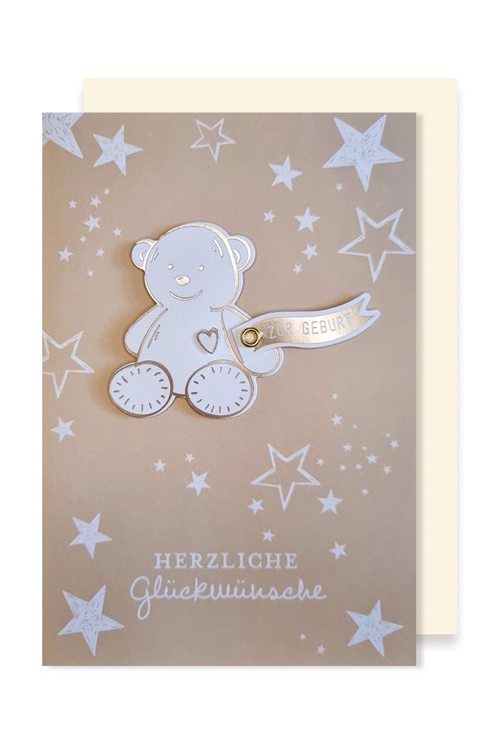 Glückwunschkarte zur Geburt, Teddybär by Lefran - Erlebnis- & Genusskaufhaus