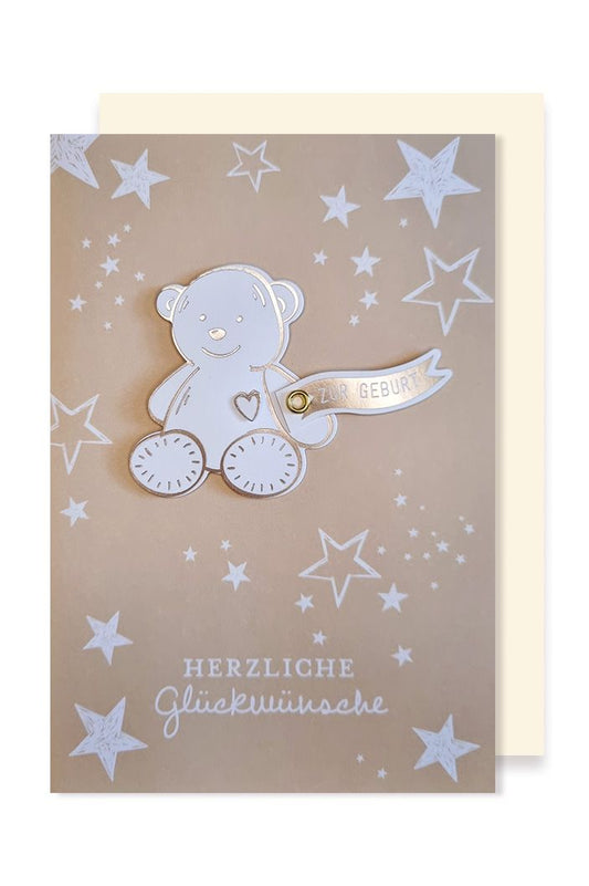 Glückwunschkarte zur Geburt, Teddybär by Lefran - Erlebnis- & Genusskaufhaus
