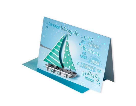 3-D Glückwunschkarte Schiff, Abenteuer by Lefran - Erlebnis- & Genusskaufhaus