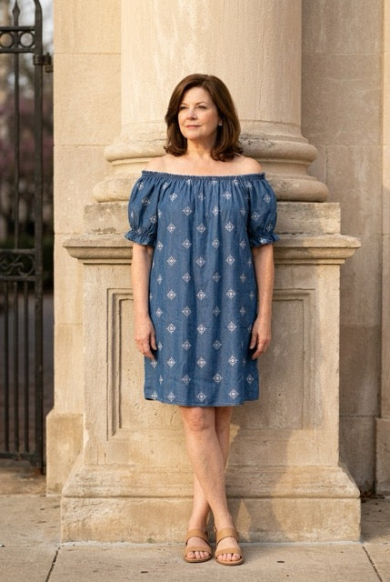 Leichtes Baumwolljeans,kleid mit Ärmel Knie lang by Lefran - Erlebnis- & Genusskaufhaus