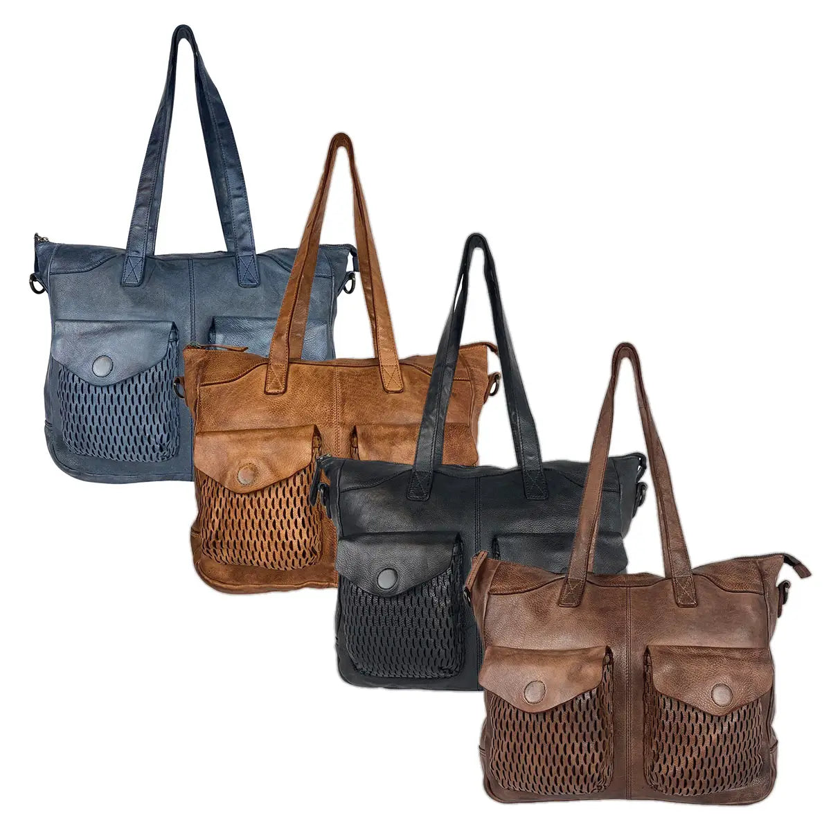 Große Damen- Schultertasche Handtasche aus Leder 4 Farben