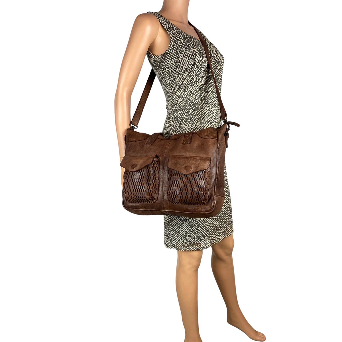 Große Damen- Schultertasche Handtasche aus Leder 4 Farben