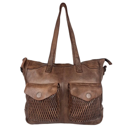 Große Damen- Schultertasche Handtasche aus Leder 4 Farben