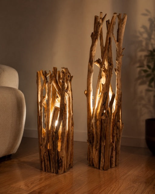Treibholz-Stehlampe ca. 30x115 cm – Natur, Unikat by Lefran Cottbus