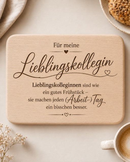 Frühstücksbrettchen mit Gravur – Lieblingskollegen by Lefran - Erlebnis- & Genusskaufhaus