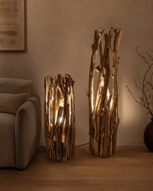 Treibholz-Stehlampe ca. 30x115 cm – Natur, Unikat by Lefran Cottbus
