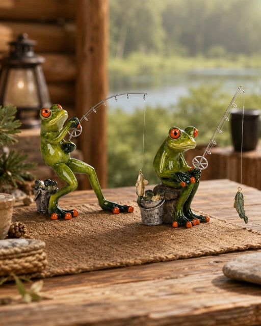 Deko-Frosch Angler – hellgrün, sortiert by Lefran Cottbus