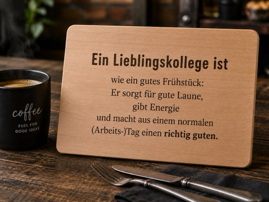 Frühstücksbrettchen mit Gravur – Lieblingskollegen by Lefran - Erlebnis- & Genusskaufhaus