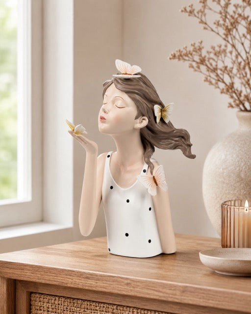 Deko-Büste Mädchen 30 cm mit Schmetterlingen – handbemalt Ki by Lefran Cottbus