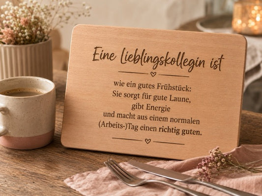 Frühstücksbrettchen mit Gravur – Lieblingskollegen by Lefran - Erlebnis- & Genusskaufhaus