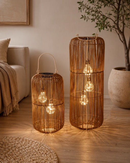 Solar-Laterne oval 21 cm in Rattan-Optik mit Solarlicht by Lefran Cottbus