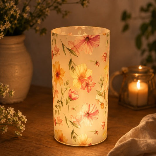 Glas-Deko-Licht 20 cm 'Blumenzeit' – LED mit Blumenmotiv by Lefran Cottbus