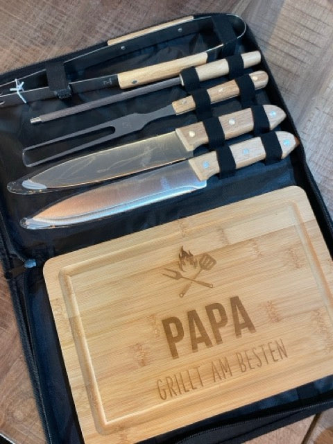 Messerset mit Brett - für Papa by Lefran - Erlebnis- & Genusskaufhaus