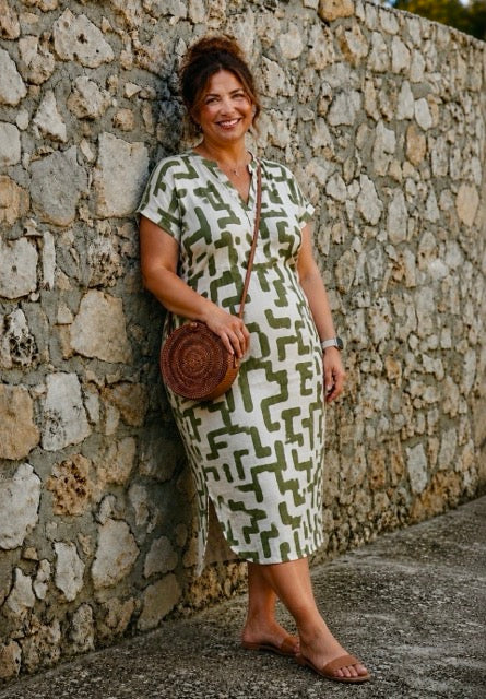 Moderner Print Baumwoll Kleid schwarz-weiß by Lefran - Erlebnis- & Genusskaufhaus