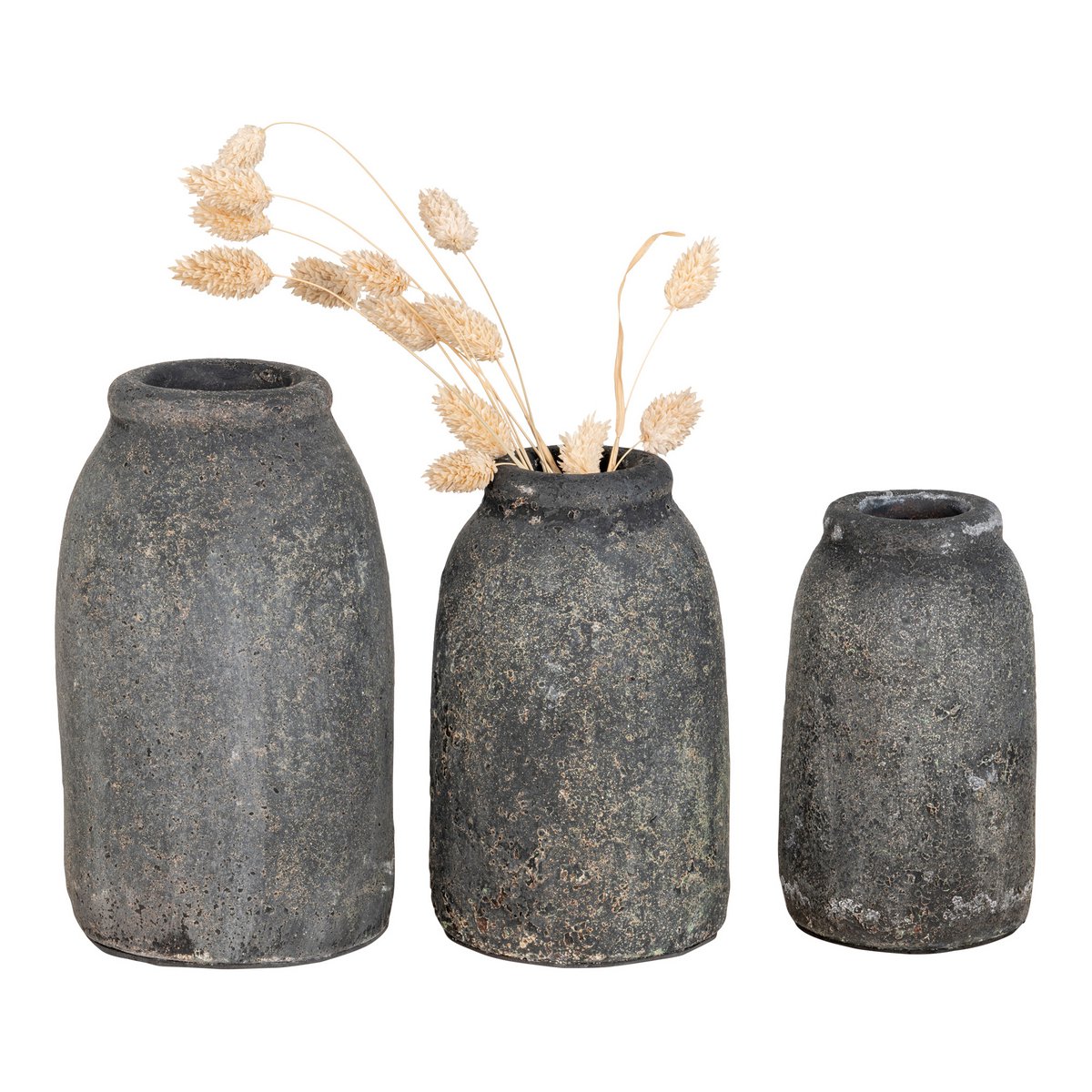 Velas Dekorationsvasen – Antik-Hellgrau, Terrakotta – 3er-Set