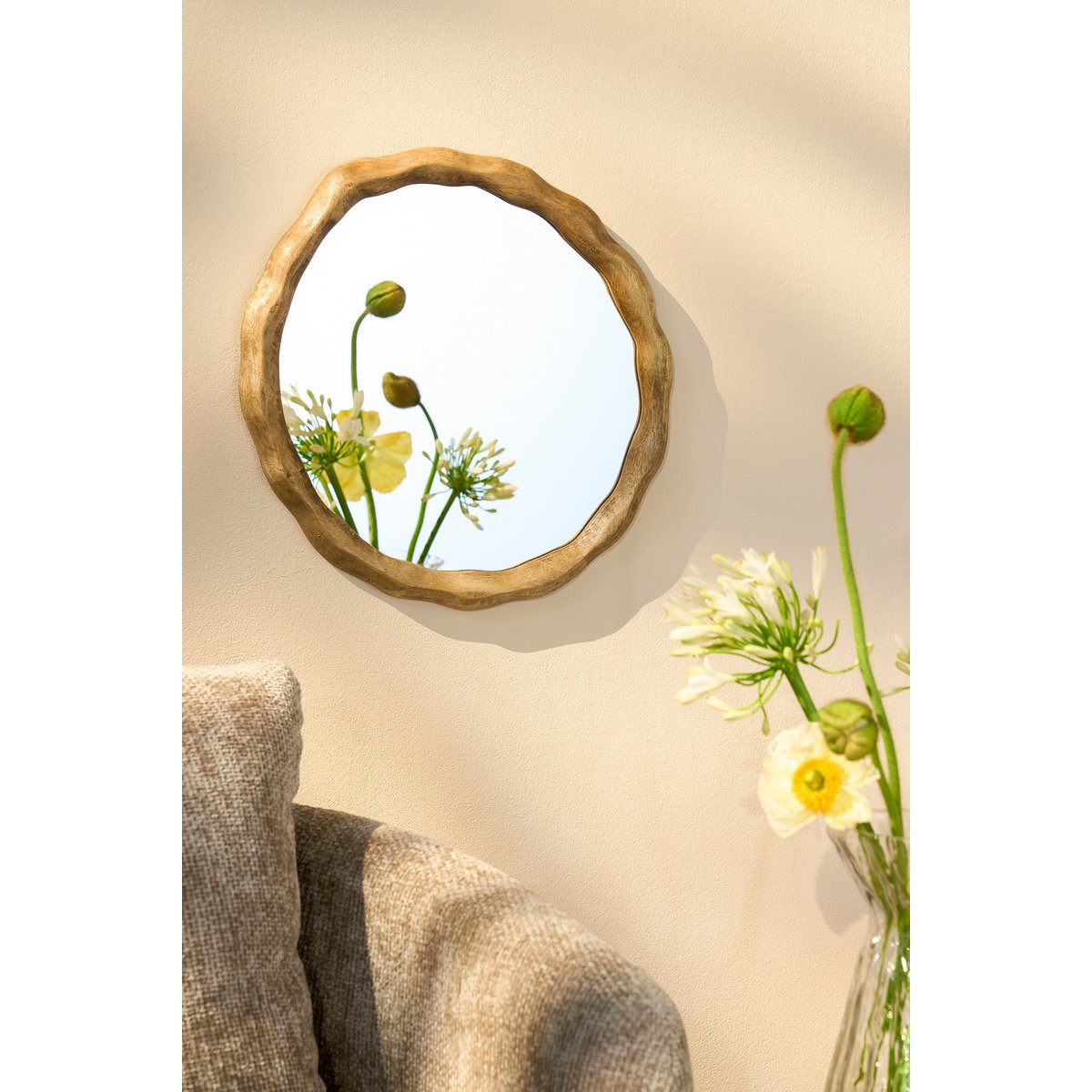 Nickwandspiegel - L36 x B2 x H38 cm - FSC 100% - Mangoholz - Dunkelbraun