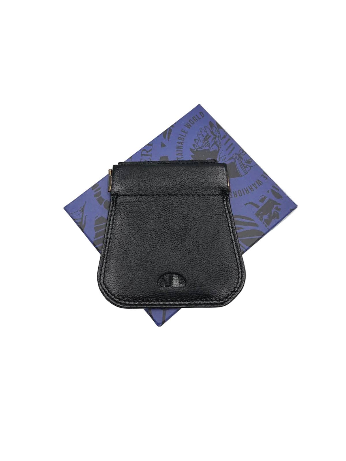 Vintage Geldklammer aus echtem Leder mit Münzfach, Marke Americanino, Art. PDK487-15: Schwarz by Suie Valentini srl