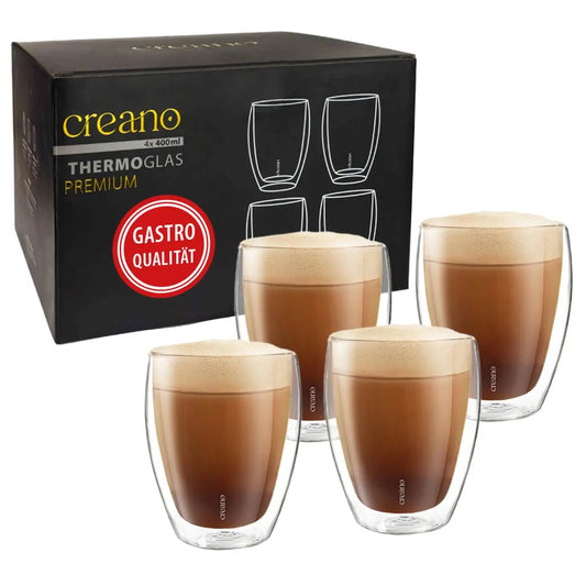Creano doppelwandige Gläser in Gastro Qualität, 4er, 400ml