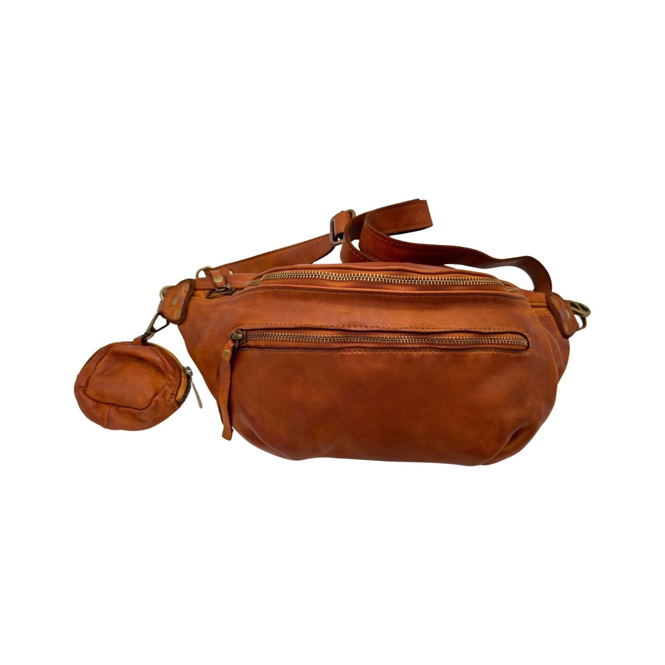 Gürteltasche Giulia Camel aus gewaschenem Leder