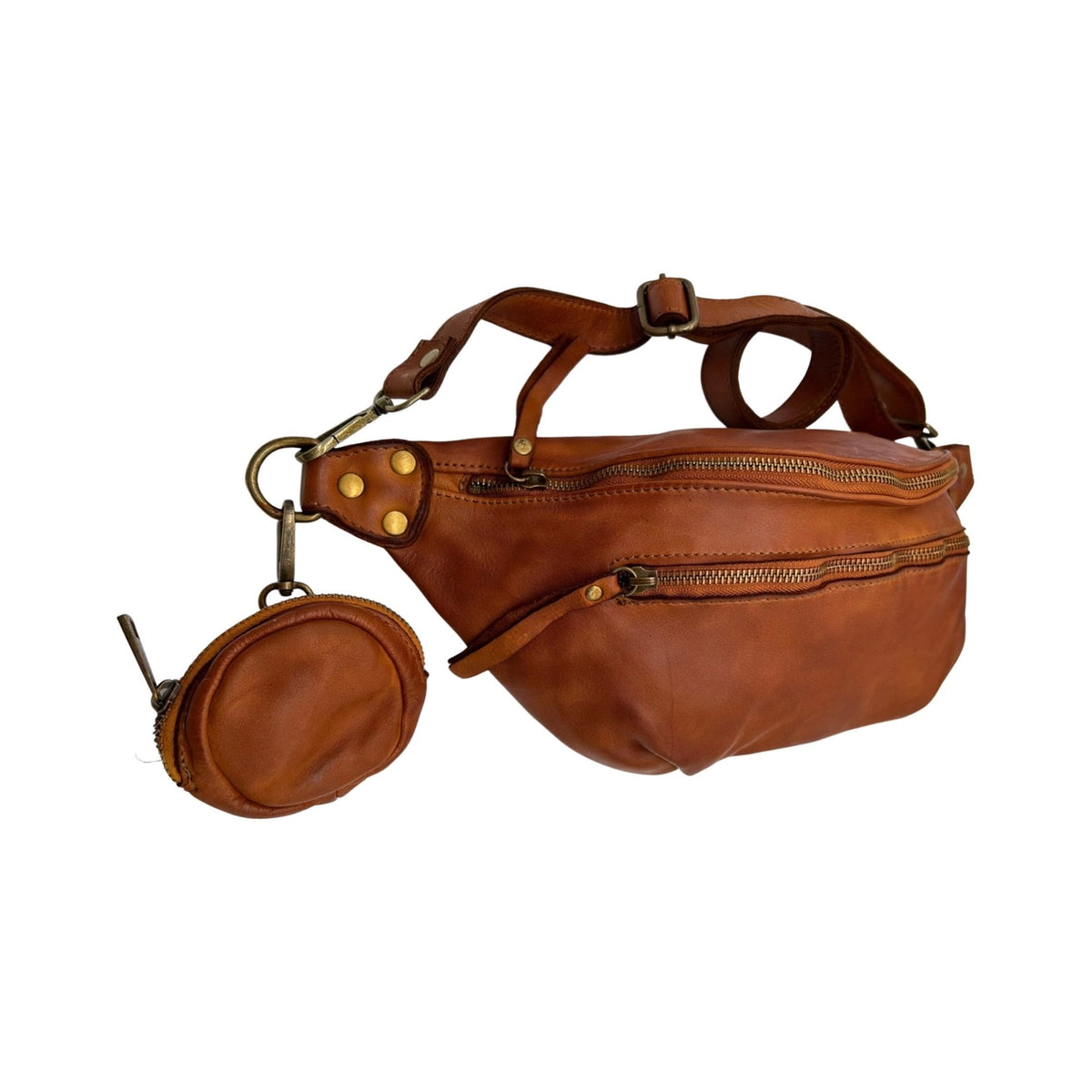 Gürteltasche Giulia Camel aus gewaschenem Leder by Mein Shop