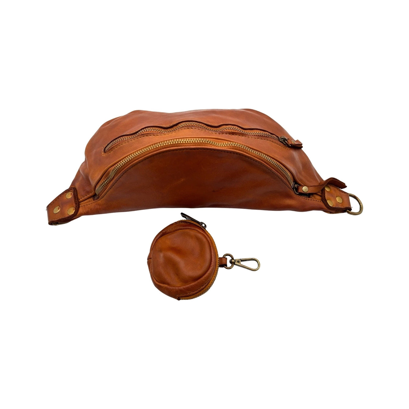 Gürteltasche Giulia Camel aus gewaschenem Leder
